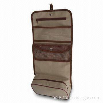 Cosmetic Bag, Made of Floral Canvas Coated with Plastic, 500 pieces MOQ, Customized Logos Accepted